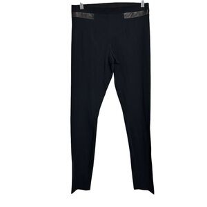 Helmut Lang Black Ponte Leather Trim Pants Leggings